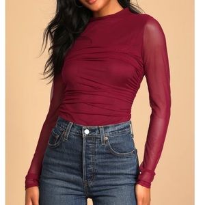 Lulu’s Mesh Sleeve High Neck Body Suit